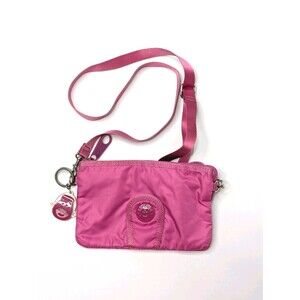 Kipling Fuschia Pink Nylon Crossbody Bag With Monkey Charm